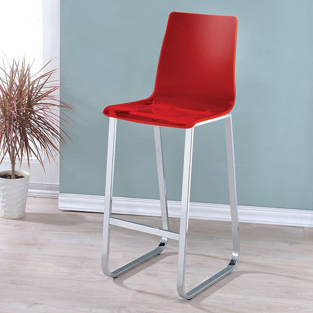 Xena Red/Chrome Bar Chair (Set of 2) - Ornate Home