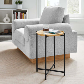 Xilo Oak Round Wood and Metal Side Table - Ornate Home