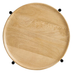 Xilo Oak Round Wood and Metal Side Table - Ornate Home
