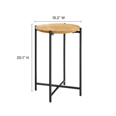 Xilo Oak Round Wood and Metal Side Table - Ornate Home