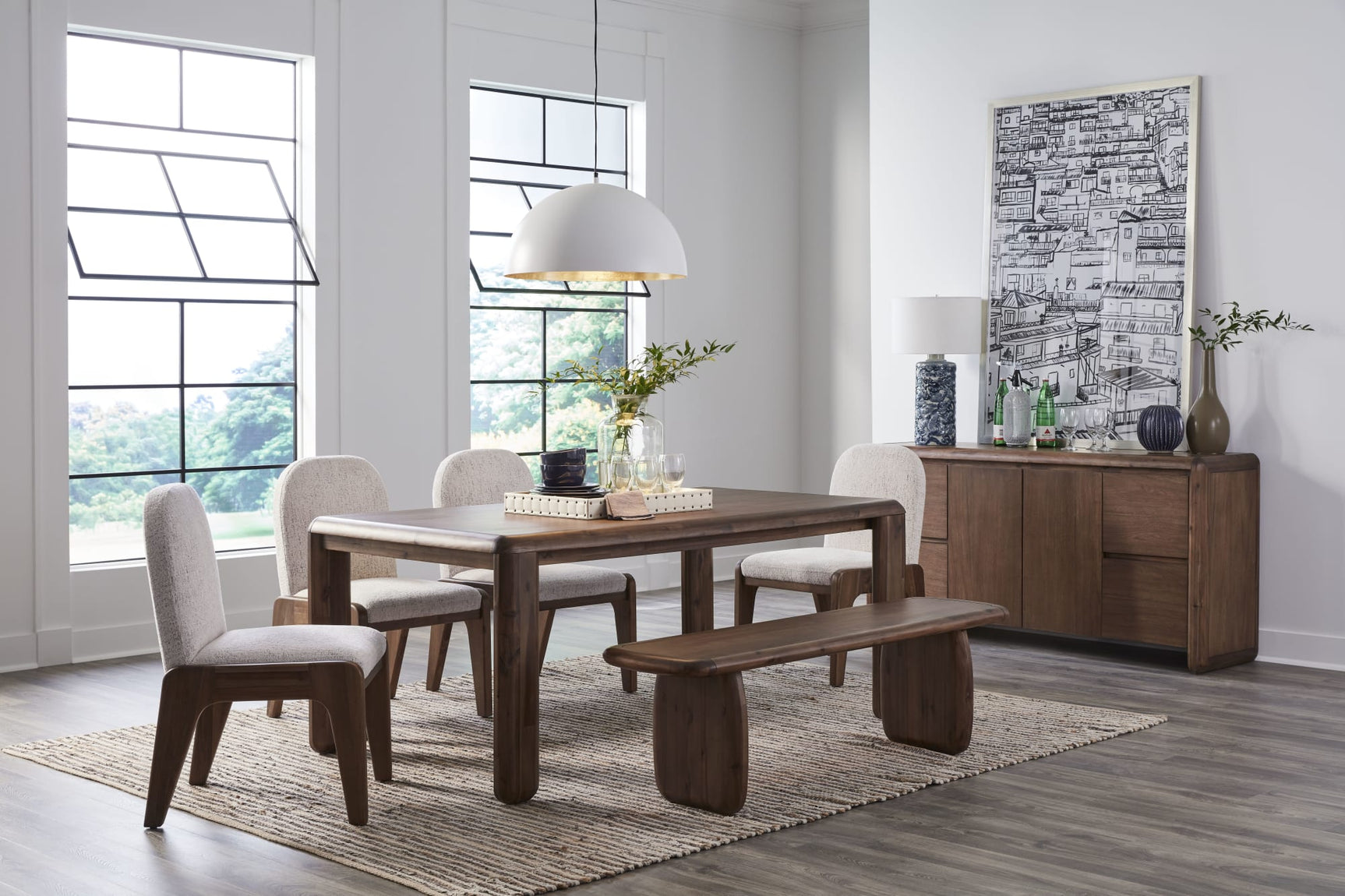 Xolani Impala Rectangular Acacia Wood Leg Dining Table - Ornate Home