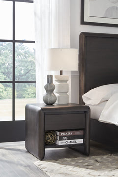 Xolani Jaguar One Drawer Acacia Wood Nightstand - Ornate Home