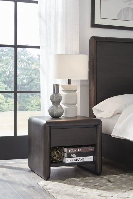 Xolani Jaguar One Drawer Acacia Wood Nightstand - Ornate Home