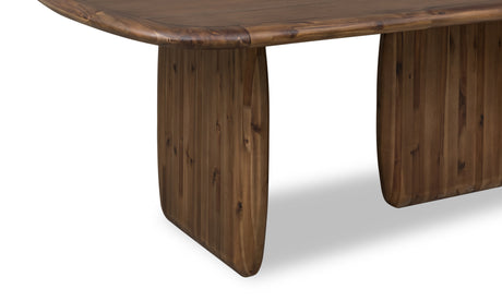 Xolani Rectangular Acacia Wood Pedestal Table in Impala - Ornate Home