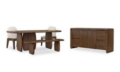 Xolani Rectangular Acacia Wood Pedestal Table in Impala - Ornate Home
