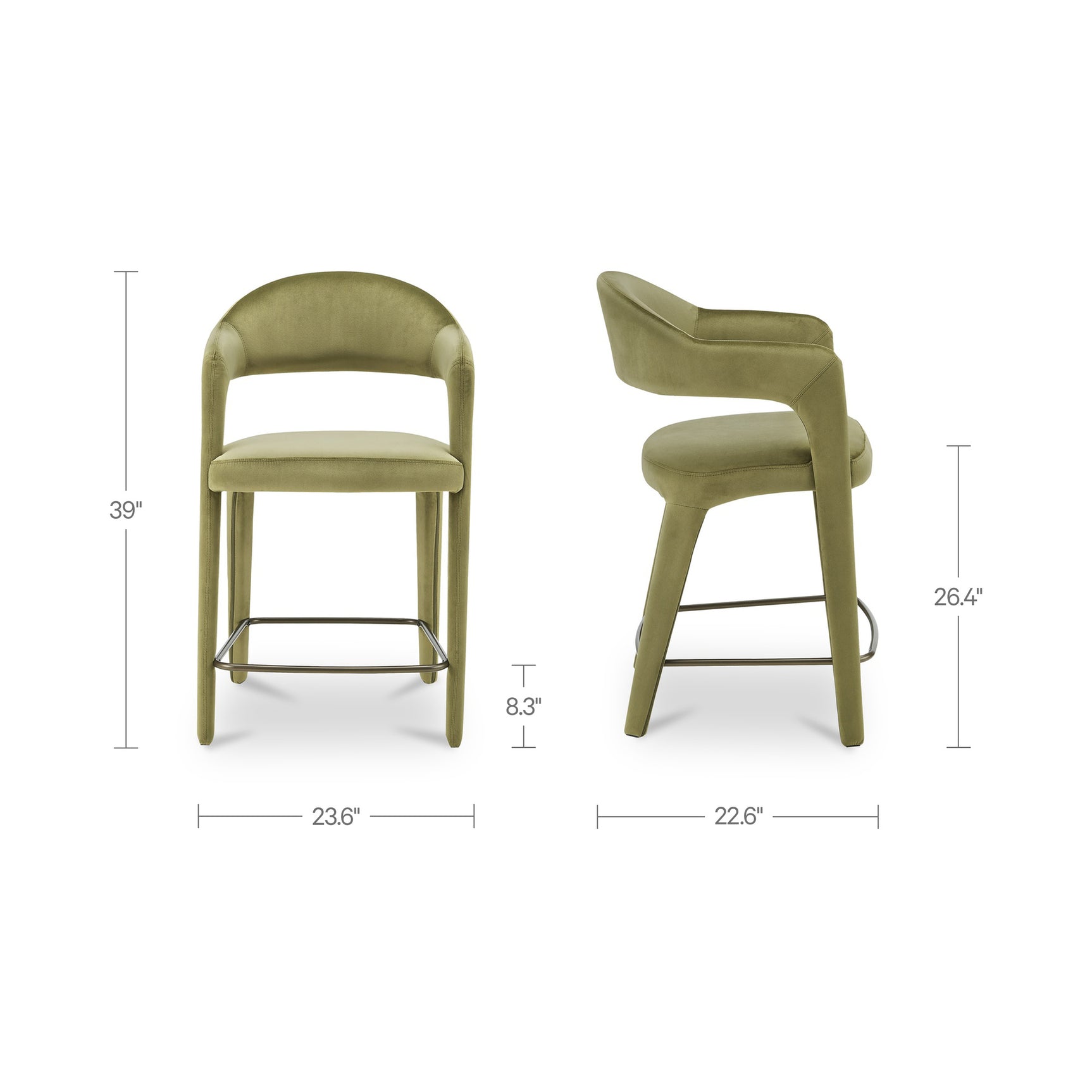 Martens Green Counter Stool Velvet