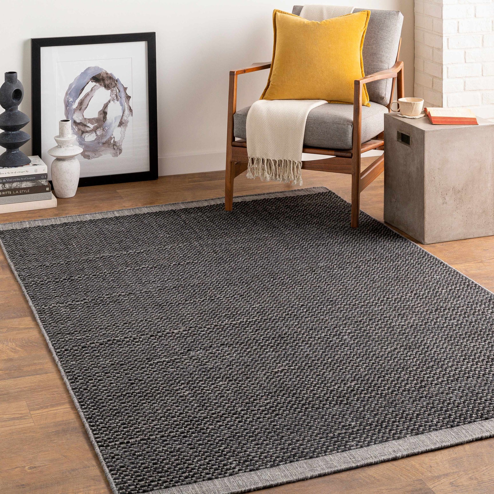 Yong Hand Loomed Black Rug - Clearance