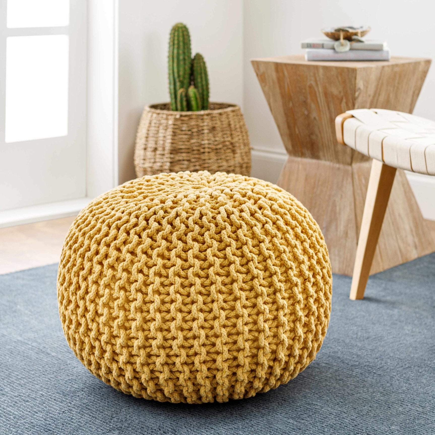 Yablanitsa Orange Knitted Pouf - Ornate Home