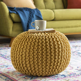 Yablanitsa Orange Knitted Pouf - Ornate Home