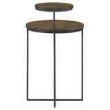 Yael Natural and Gunmetal Round Mango Wood Accent Side Table - Ornate Home