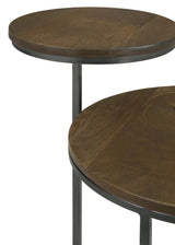 Yael Natural and Gunmetal Round Mango Wood Accent Side Table - Ornate Home