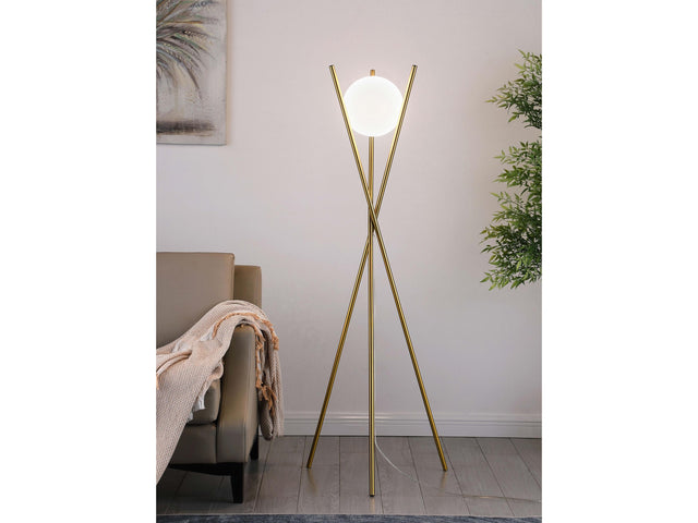 Yamileth Gold 65-inch Spherical Bulb Metal Tripod Floor Lamp - Ornate Home