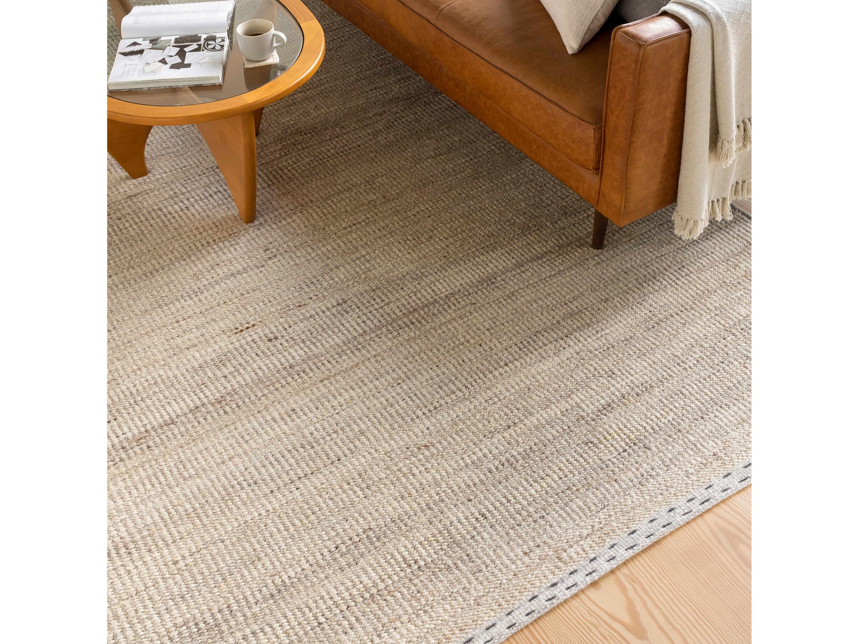 Yaniklar Beige Flat Woven Wool Rug - Ornate Home