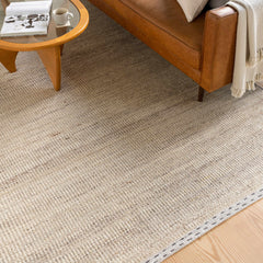 Yaniklar Beige Flat Woven Wool Rug - Ornate Home
