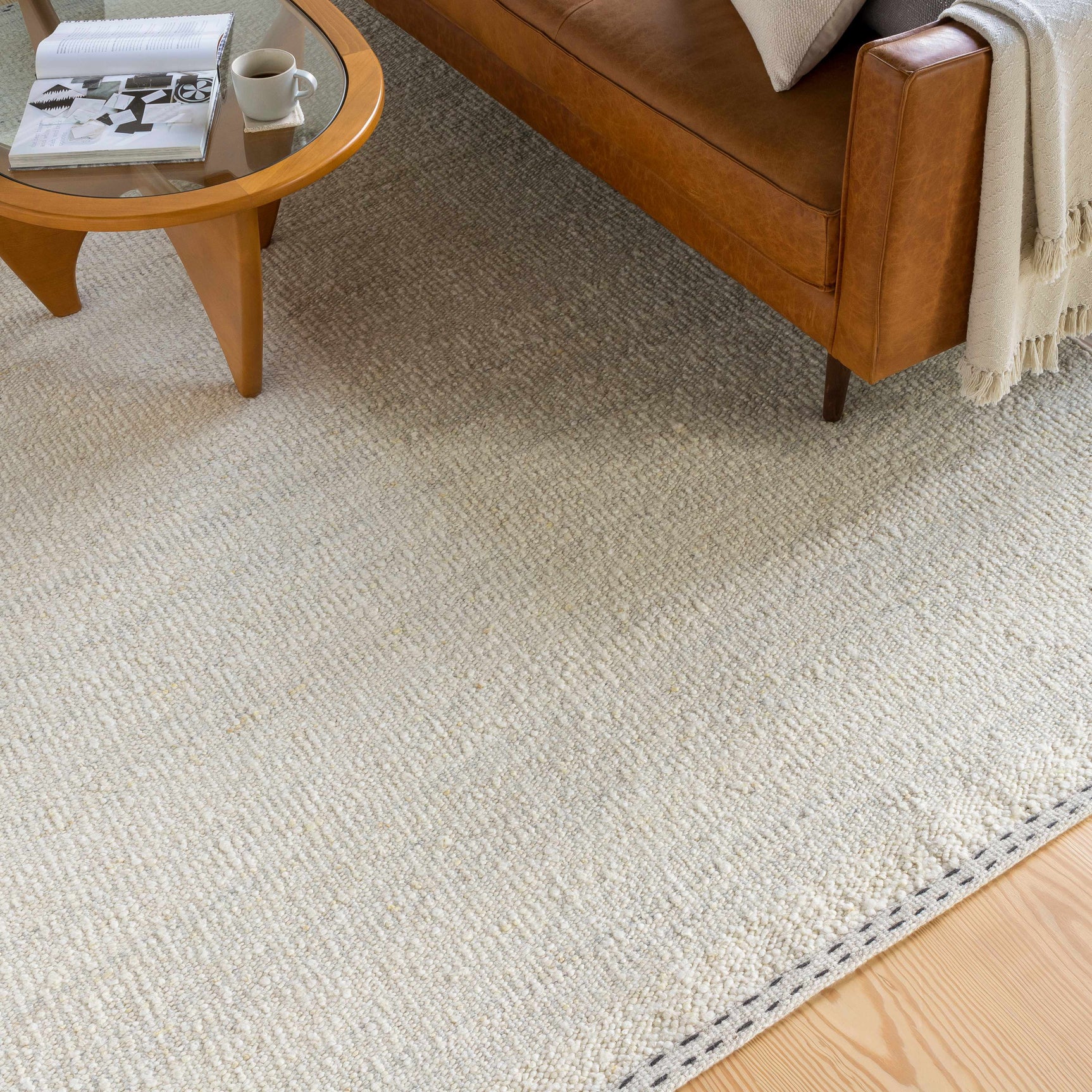 Yaniklar Cream Flat Woven Wool Rug - Ornate Home