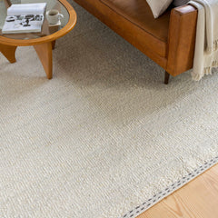 Yaniklar Cream Flat Woven Wool Rug - Ornate Home
