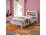 Yara White Twin Bed w/HB Bookcase - Ornate Home