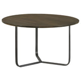 Yaritza Natural and Gunmetal Round Mango Wood Coffee Table - Ornate Home