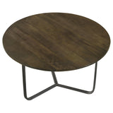 Yaritza Natural and Gunmetal Round Mango Wood Coffee Table - Ornate Home