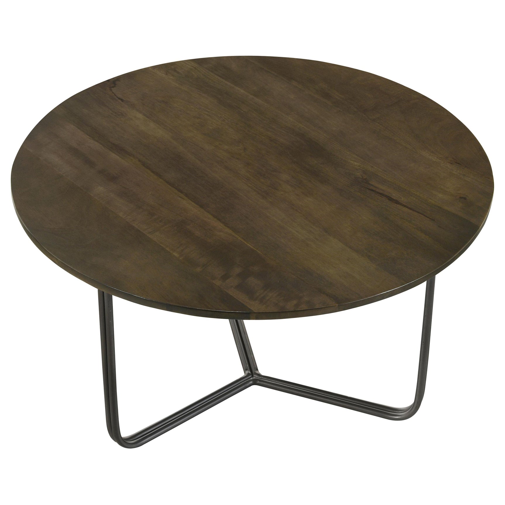 Yaritza Natural and Gunmetal Round Mango Wood Coffee Table - Ornate Home
