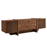 Yarrow Walnut 77 Inch Fluted Four Door TV Stand