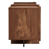 Yarrow Walnut 77 Inch Fluted Four Door TV Stand