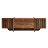 Yarrow Walnut 77 Inch Fluted Four Door TV Stand