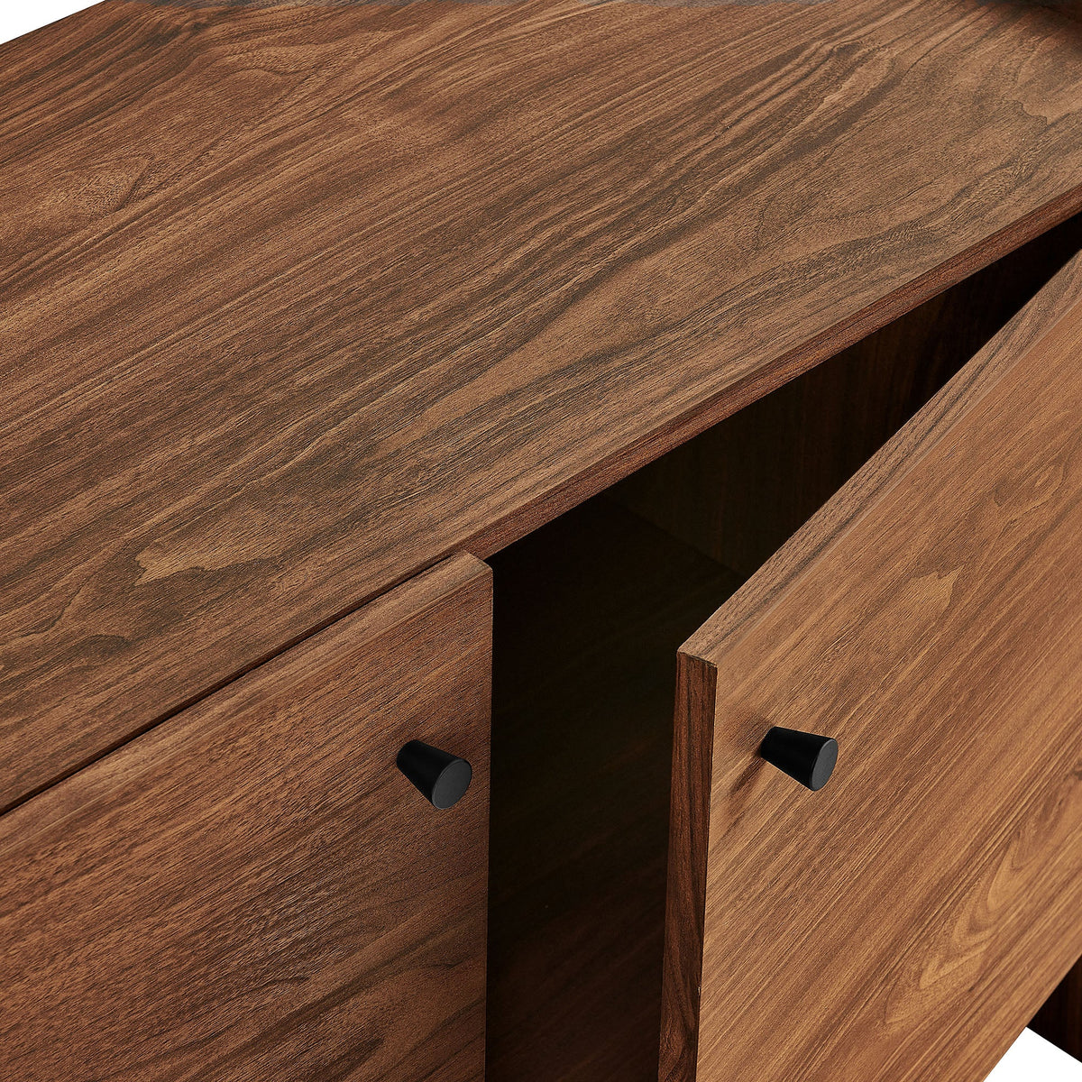Yarrow Walnut 77 Inch Fluted Four Door TV Stand