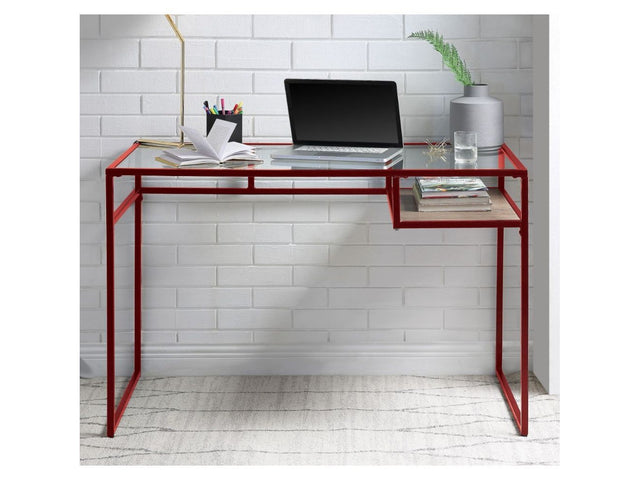 Yasin Red & Glass Desk - Ornate Home