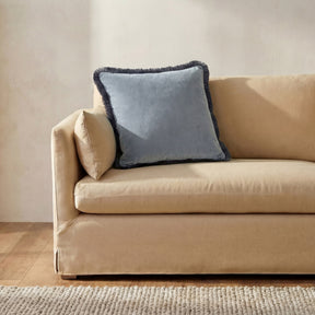 Yasmin Light Blue Faux Mohair Square Cushion - Ornate Home