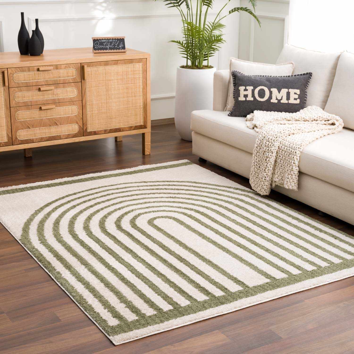 Yasuo Green Washable Area Rug - Ornate Home
