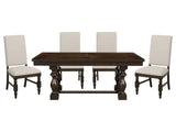 Yates Burnished Dark Oak / Cream 5-piece Dinig Table Set - Ornate Home