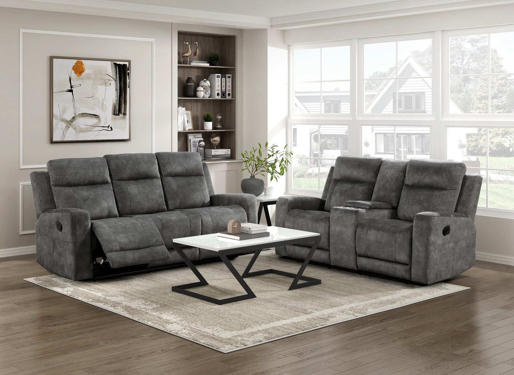 Yates Dark Gray Double Reclining Sofa - Ornate Home