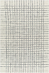 Yates White Grid Wool Area Rug - Clearance - Ornate Home