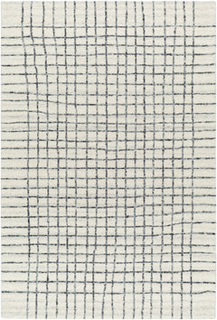 Yates White Grid Wool Area Rug - Clearance - Ornate Home
