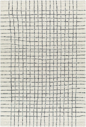 Yates White Grid Wool Area Rug - Clearance - Ornate Home