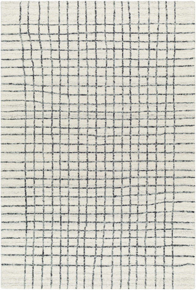 Yates White Grid Wool Area Rug - Clearance - Ornate Home