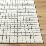 Yates White Grid Wool Area Rug - Clearance - Ornate Home