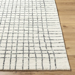 Yates White Grid Wool Area Rug - Clearance - Ornate Home