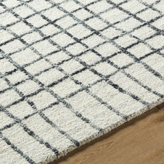 Yates White Grid Wool Area Rug - Clearance - Ornate Home