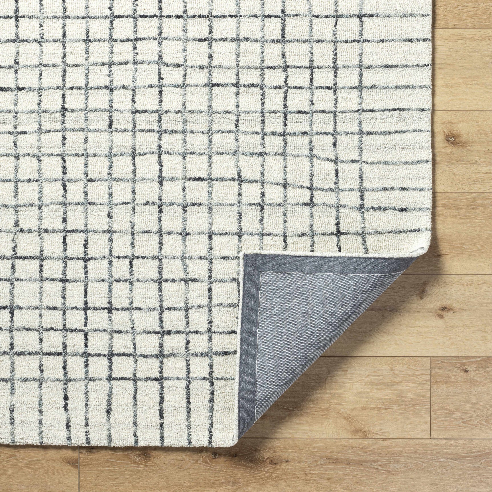 Yates White Grid Wool Area Rug - Clearance - Ornate Home