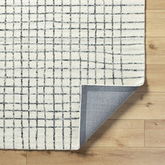 Yates White Grid Wool Area Rug - Clearance - Ornate Home