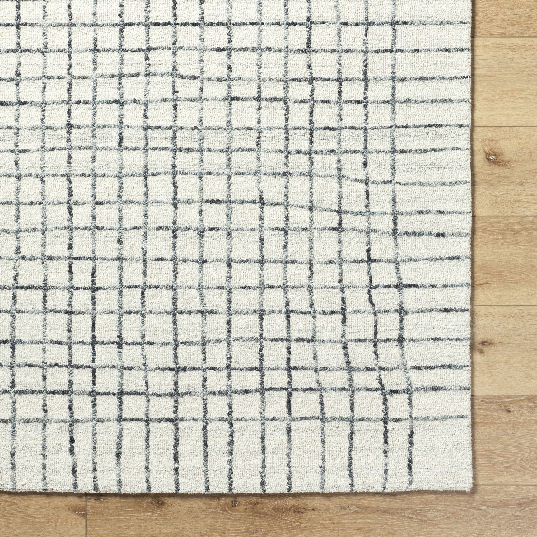Yates White Grid Wool Area Rug - Clearance - Ornate Home