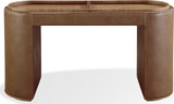 Yeal Sahara Leather Upholstered Storage Console Table with Wooden Tray Top - Ornate Home