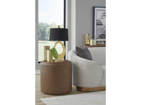 Yeal Sahara Leather Upholstered Storage End Table with Wooden Tray Top - Ornate Home