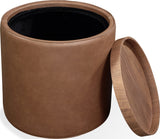 Yeal Sahara Leather Upholstered Storage End Table with Wooden Tray Top - Ornate Home