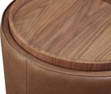 Yeal Sahara Leather Upholstered Storage End Table with Wooden Tray Top - Ornate Home