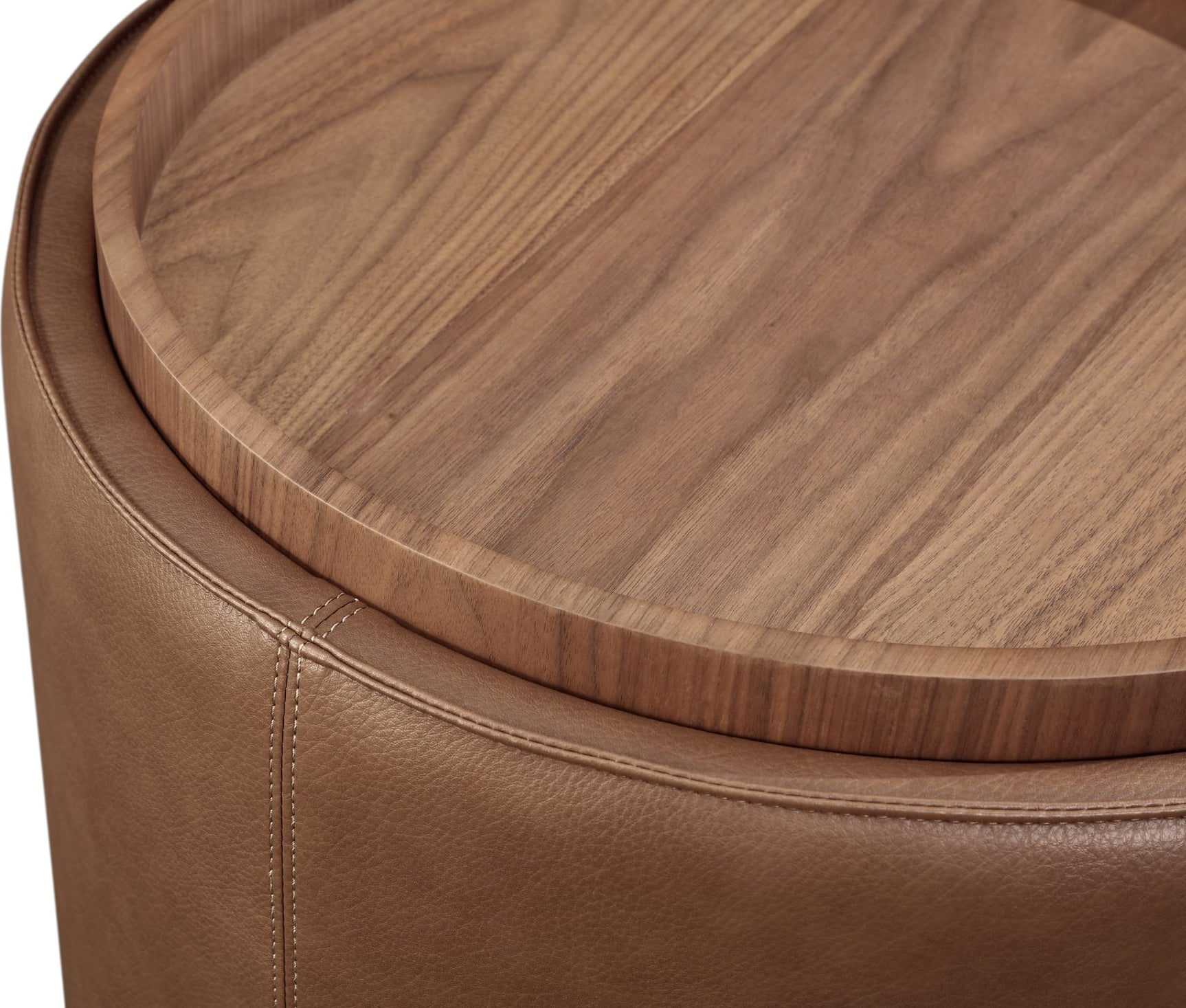 Yeal Sahara Leather Upholstered Storage End Table with Wooden Tray Top - Ornate Home