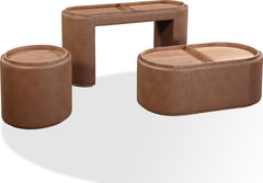 Yeal Sahara Leather Upholstered Storage End Table with Wooden Tray Top - Ornate Home