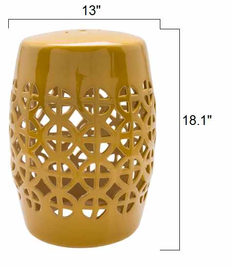Yellow Ceramic Outdoor Side Table - Ornate Home